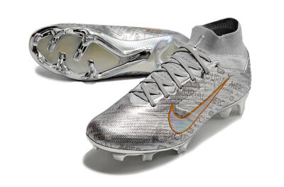 Nike Air Zoom Mercurial Superfly 9 Elite FG Firm Ground Soccer Cleats - Silver/Gold