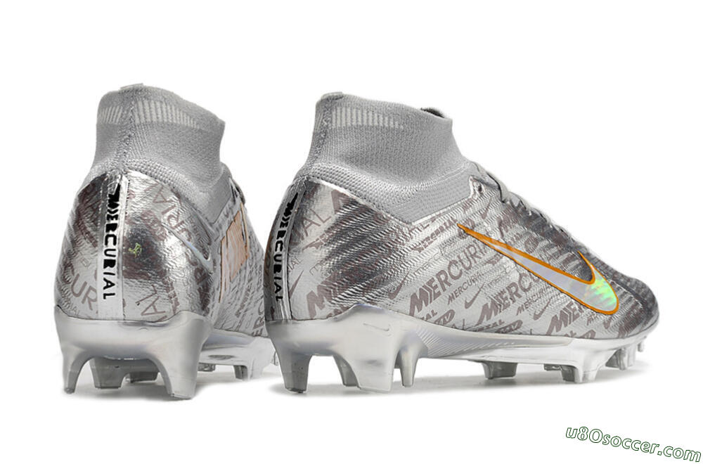 Nike Air Zoom Mercurial Superfly 9 Elite FG Firm Ground Soccer Cleats - Silver/Gold 4