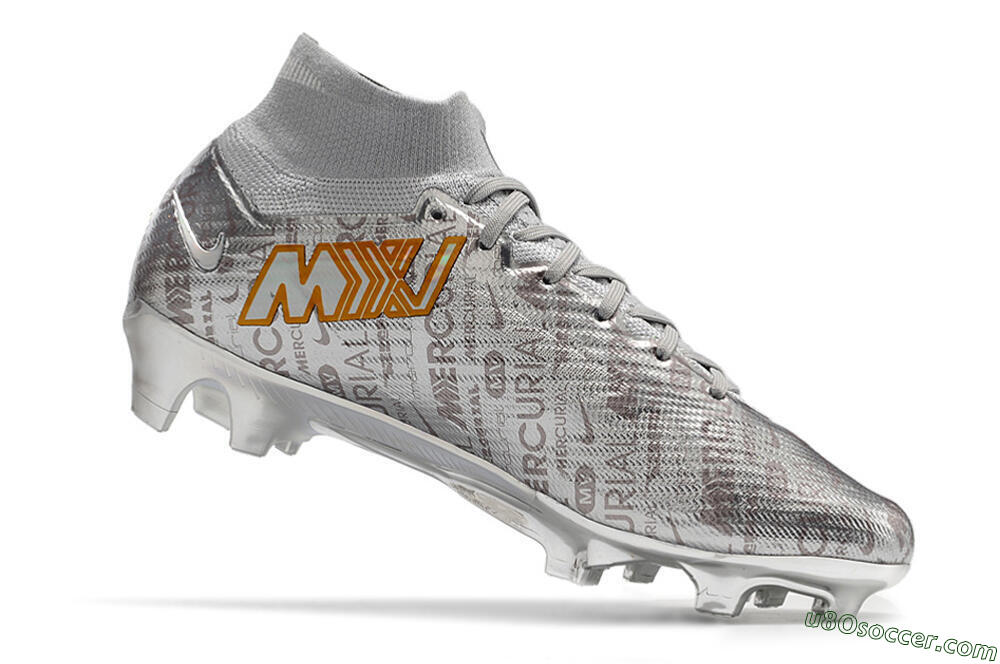Nike Air Zoom Mercurial Superfly 9 Elite FG Firm Ground Soccer Cleats - Silver/Gold 6