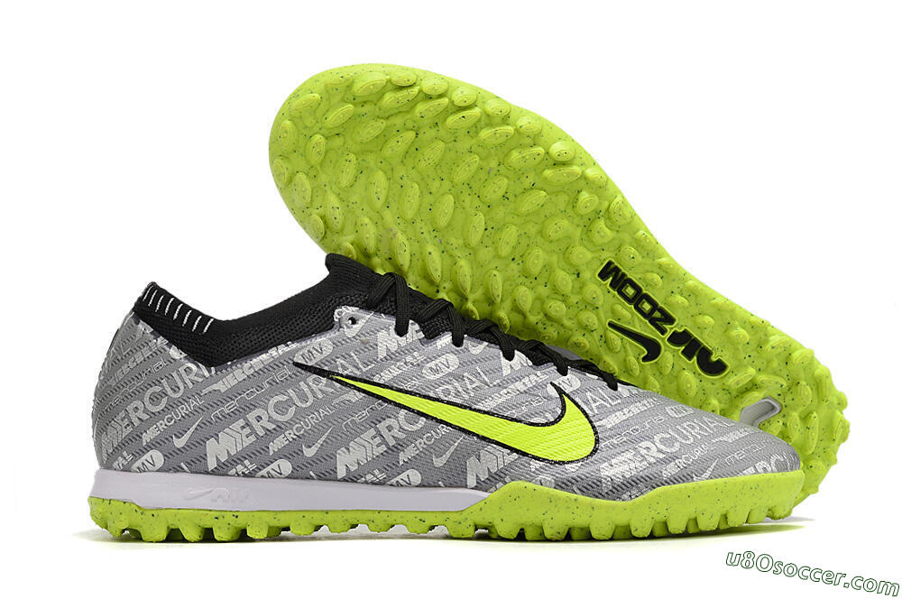 Nike Air Zoom Mercurial Vapor Elite TF Artificial Turf Soccer Shoes - Grey/Black/Yellow 1