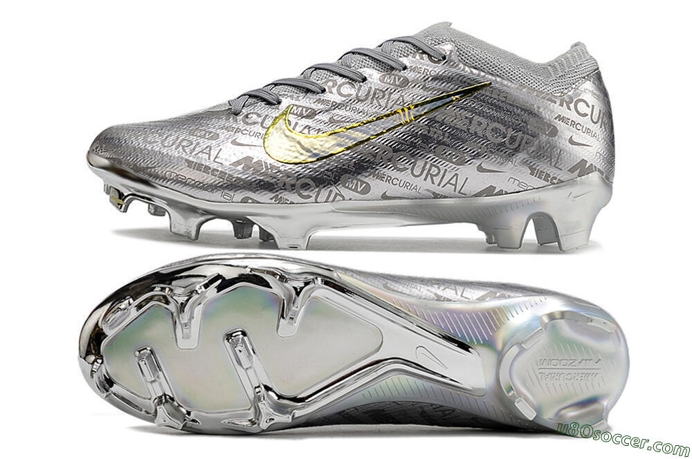 Nike Air Zoom Mercurial Vapor 15 Elite FG Firm Ground Soccer Cleats - Silver/Gold 0
