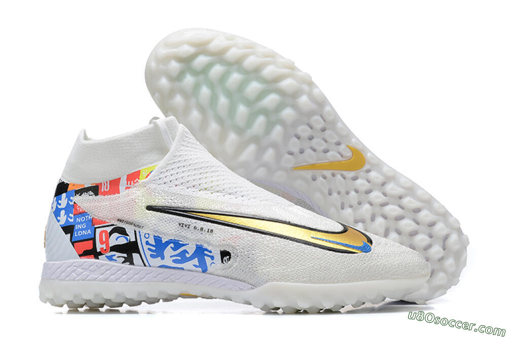 Harry Kane x Nike Phantom GX Elite DF Link TF Artificial Turf Soccer Shoes - White/Gold/Black 1