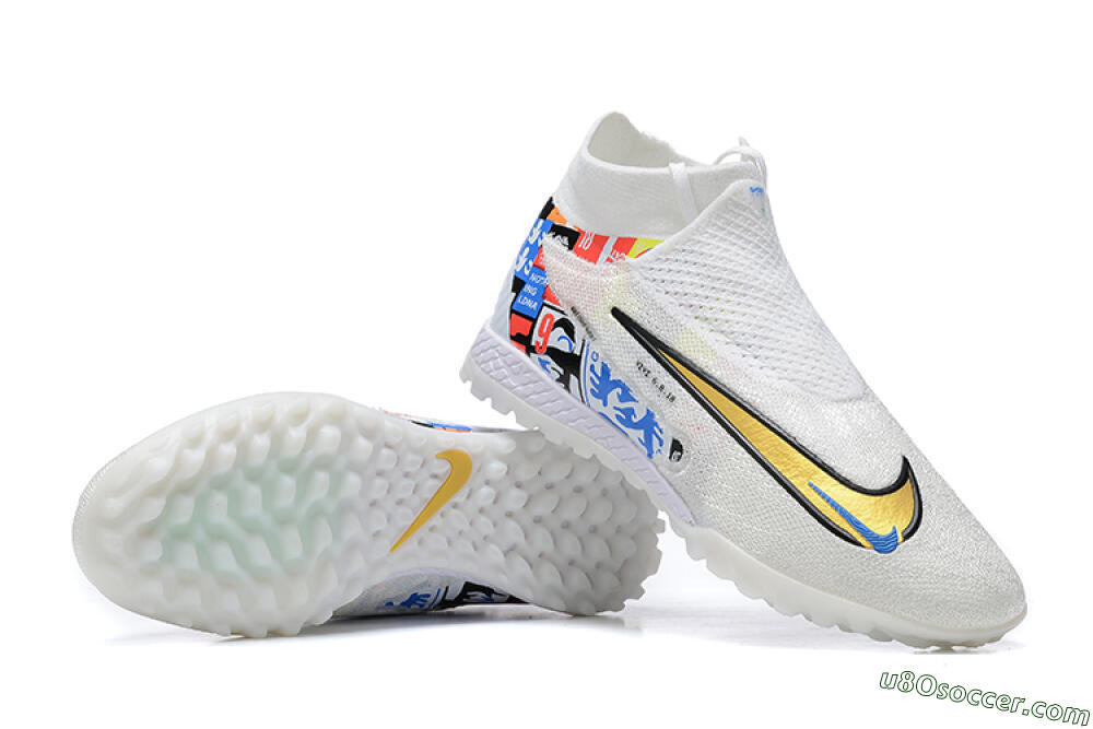 Harry Kane x Nike Phantom GX Elite DF Link TF Artificial Turf Soccer Shoes - White/Gold/Black 4