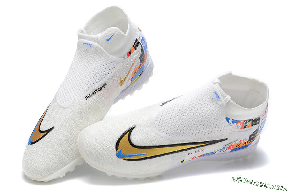 Harry Kane x Nike Phantom GX Elite DF Link TF Artificial Turf Soccer Shoes - White/Gold/Black 5