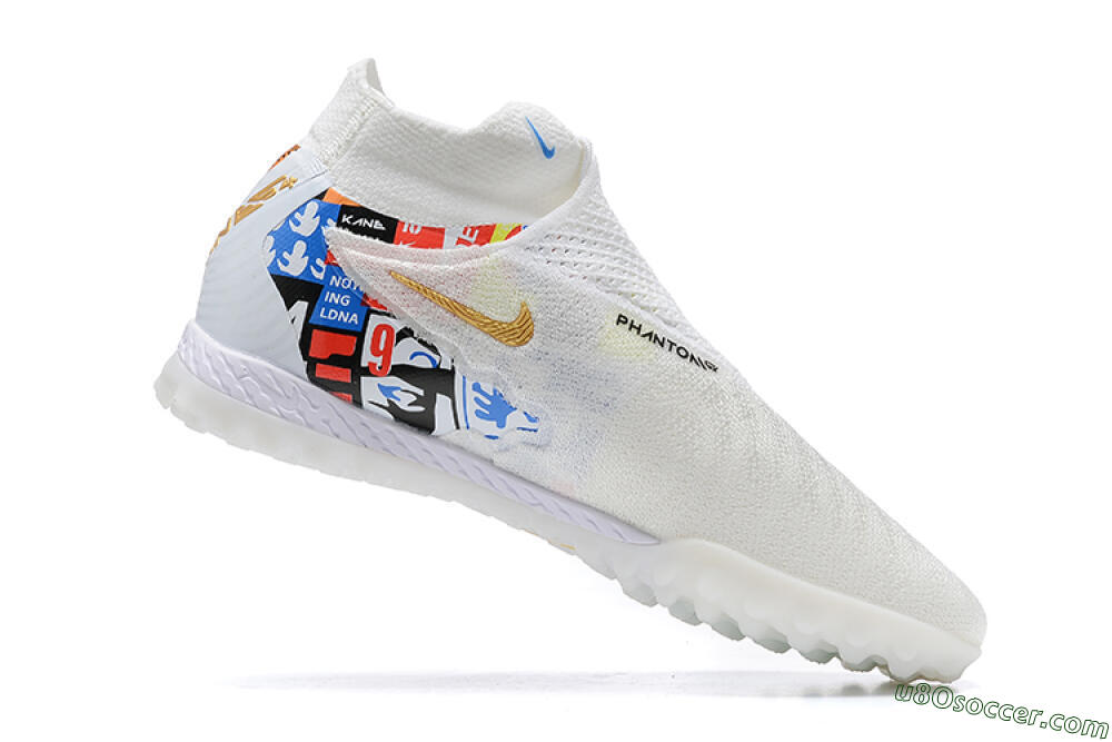 Harry Kane x Nike Phantom GX Elite DF Link TF Artificial Turf Soccer Shoes - White/Gold/Black 6