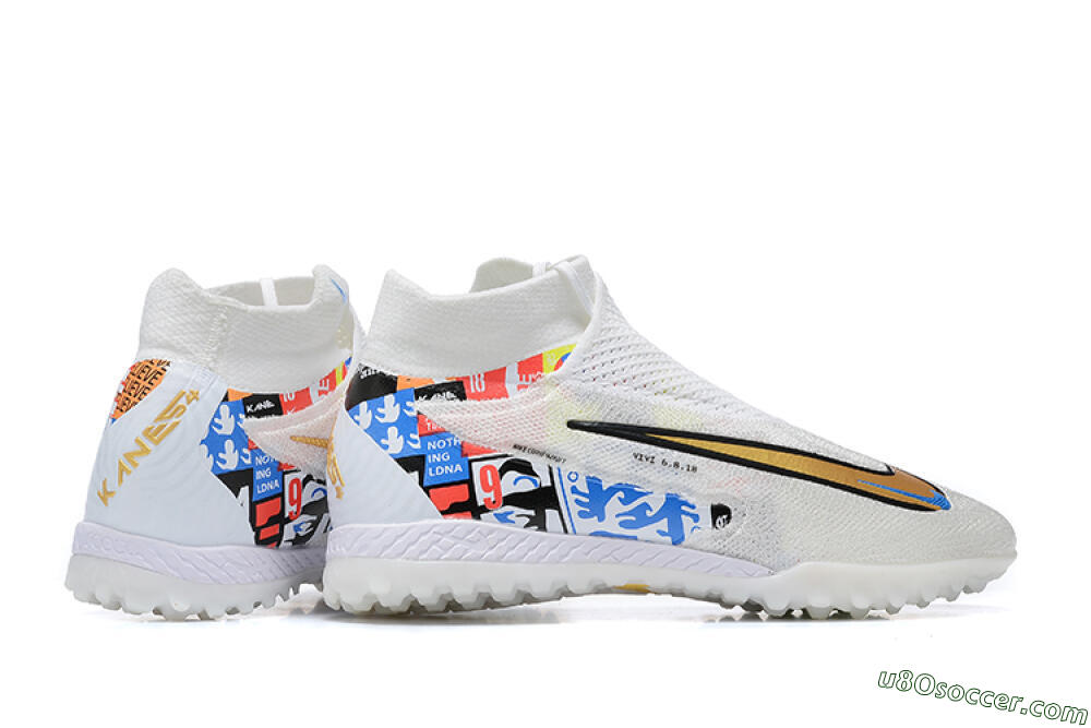 Harry Kane x Nike Phantom GX Elite DF Link TF Artificial Turf Soccer Shoes - White/Gold/Black 8