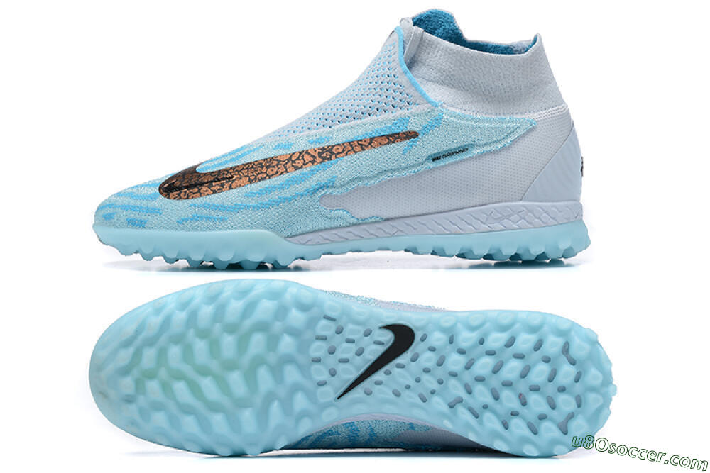 Nike Phantom GX Elite DF Link TF Artificial Turf Soccer Shoes - Grey/Blue/Black 0