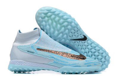 Nike Phantom GX Elite DF Link TF Artificial Turf Soccer Shoes - Grey/Blue/Black