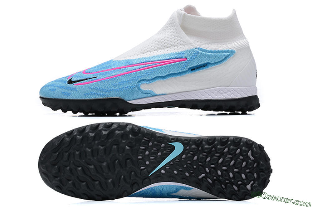 Nike Phantom GX Elite DF Link TF Artificial Turf Soccer Shoes - White/Blue/Pink 0
