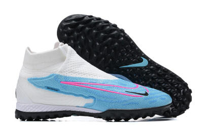 Nike Phantom GX Elite DF Link TF Artificial Turf Soccer Shoes - White/Blue/Pink