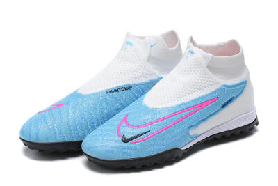 Nike Phantom GX Elite DF Link TF Artificial Turf Soccer Shoes - White/Blue/Pink