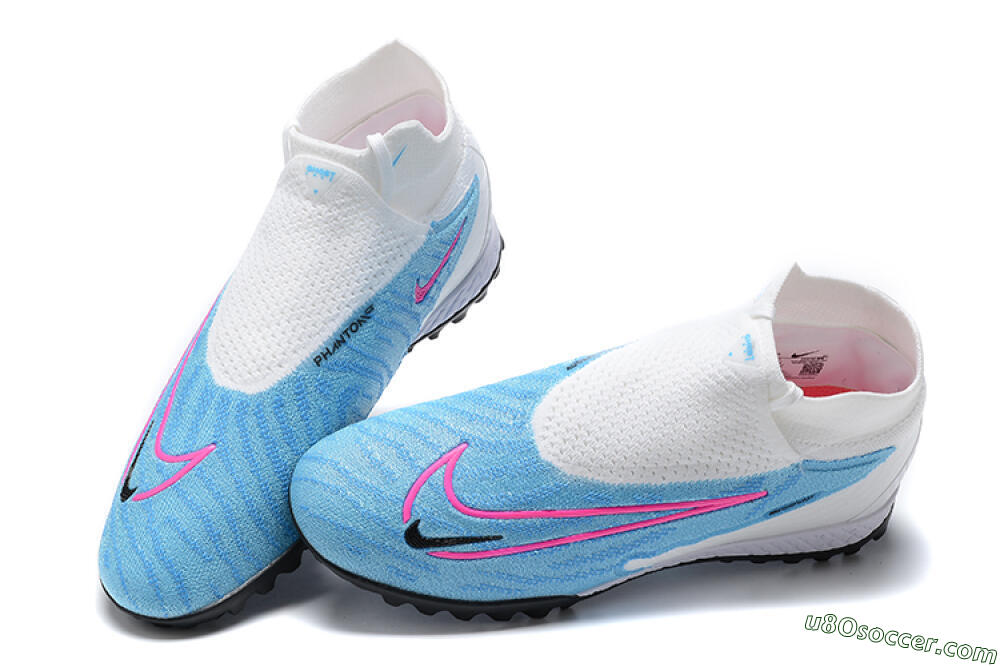 Nike Phantom GX Elite DF Link TF Artificial Turf Soccer Shoes - White/Blue/Pink 5