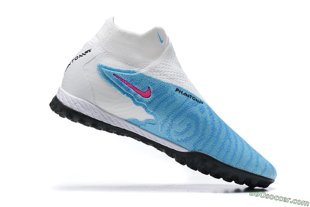 Nike Phantom GX Elite DF Link TF Artificial Turf Soccer Shoes - White/Blue/Pink 6
