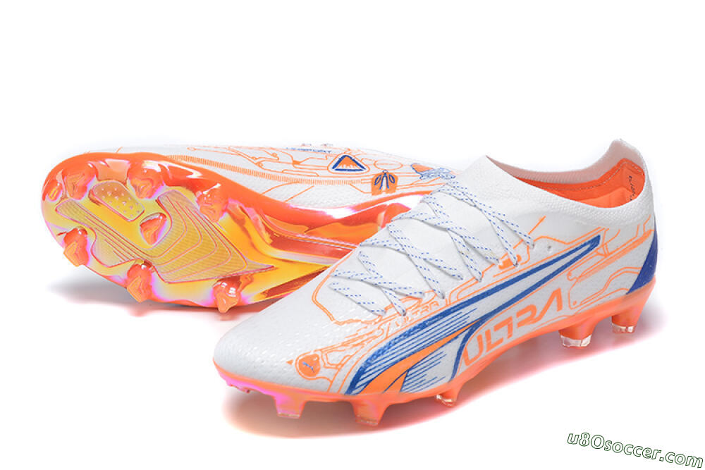 Puma Ultra Ultimate FG Firm Ground Soccer Cleats - Orange/Blue/White 3