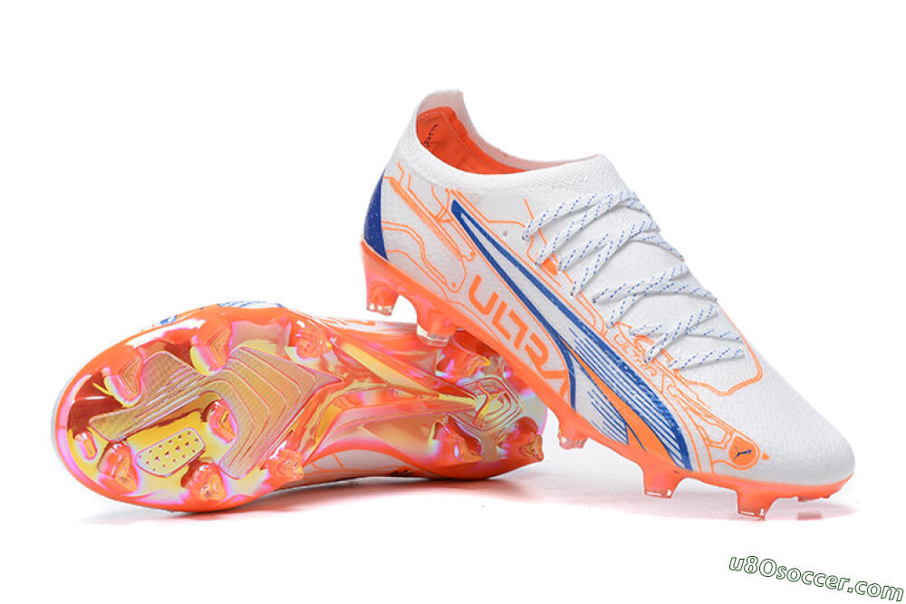 Puma Ultra Ultimate FG Firm Ground Soccer Cleats - Orange/Blue/White 4