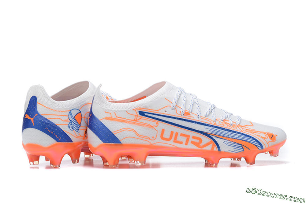 Puma Ultra Ultimate FG Firm Ground Soccer Cleats - Orange/Blue/White 8