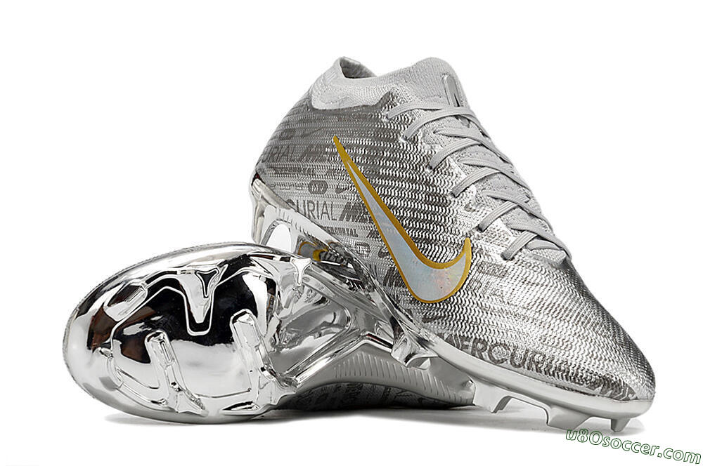 Nike Air Zoom Mercurial Vapor 15 Elite FG Firm Ground Soccer Cleats - Sliver/Gold/Rainbow 3
