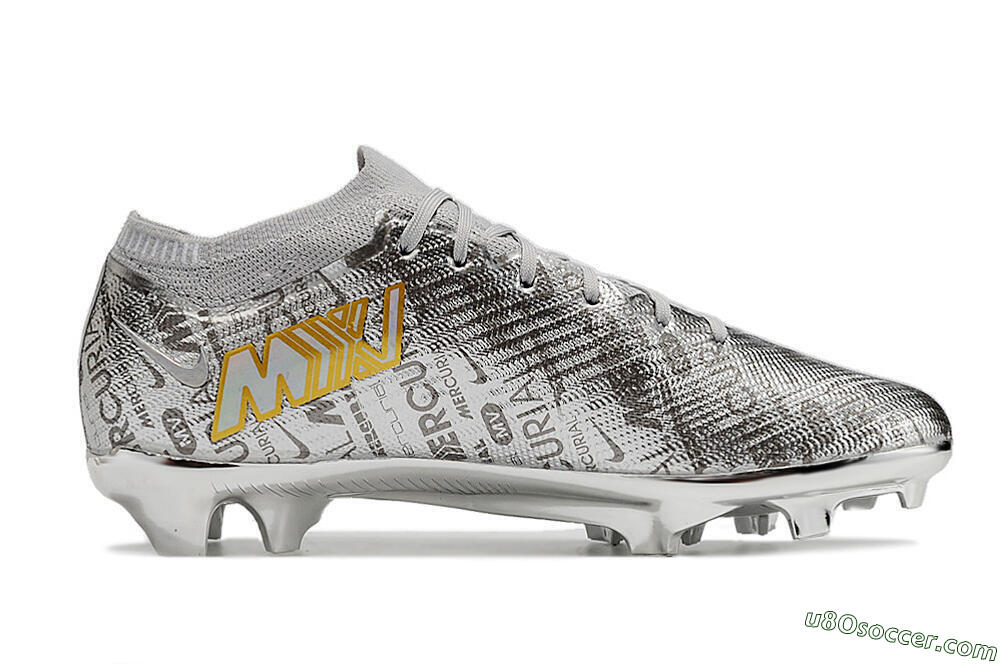 Nike Air Zoom Mercurial Vapor 15 Elite FG Firm Ground Soccer Cleats - Sliver/Gold/Rainbow 4