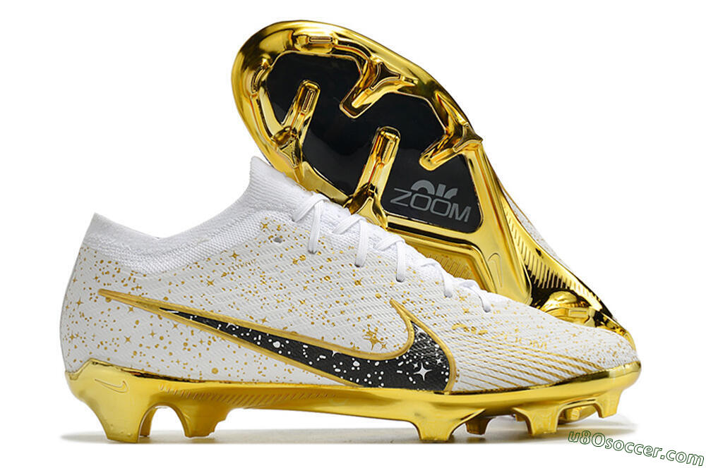 Nike Air Zoom Mercurial Vapor 15 Elite FG Firm Ground Soccer Cleats - White/Gold/Black 1