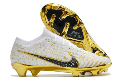 Nike Air Zoom Mercurial Vapor 15 Elite FG Firm Ground Soccer Cleats - White/Gold/Black