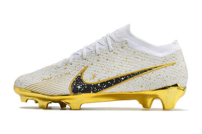 Nike Air Zoom Mercurial Vapor 15 Elite FG Firm Ground Soccer Cleats - White/Gold/Black