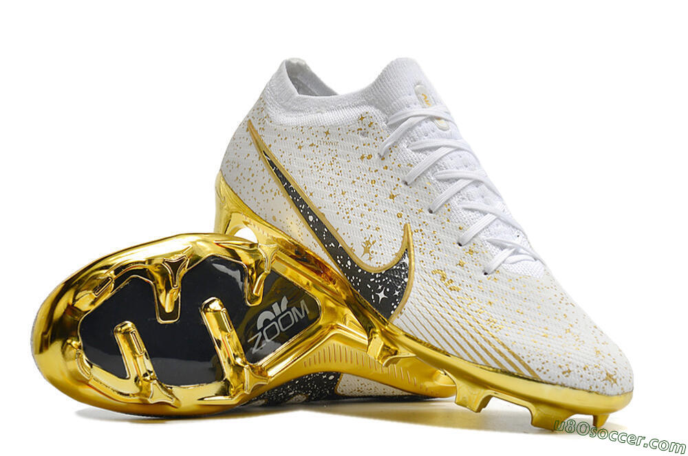 Nike Air Zoom Mercurial Vapor 15 Elite FG Firm Ground Soccer Cleats - White/Gold/Black 3