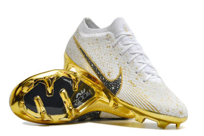 Nike Air Zoom Mercurial Vapor 15 Elite FG Firm Ground Soccer Cleats - White/Gold/Black