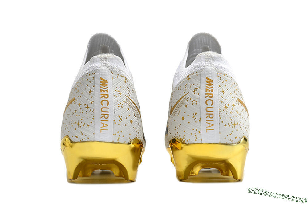 Nike Air Zoom Mercurial Vapor 15 Elite FG Firm Ground Soccer Cleats - White/Gold/Black 6