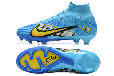 Kylian Mbappe x Nike Air Zoom Mercurial Superfly 9 Elite FG Firm Ground Soccer Cleats - Blue/Yellow/Black