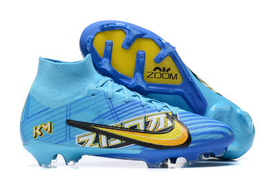 Kylian Mbappe x Nike Air Zoom Mercurial Superfly 9 Elite FG Firm Ground Soccer Cleats - Blue/Yellow/Black