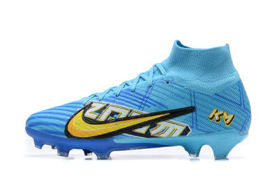 Kylian Mbappe x Nike Air Zoom Mercurial Superfly 9 Elite FG Firm Ground Soccer Cleats - Blue/Yellow/Black