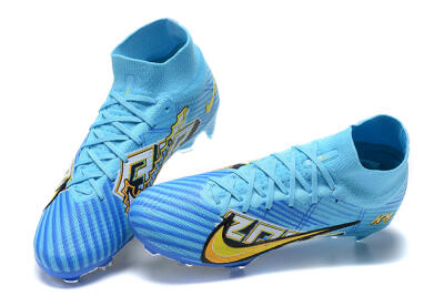 Kylian Mbappe x Nike Air Zoom Mercurial Superfly 9 Elite FG Firm Ground Soccer Cleats - Blue/Yellow/Black