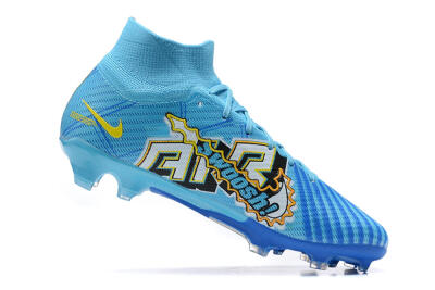 Kylian Mbappe x Nike Air Zoom Mercurial Superfly 9 Elite FG Firm Ground Soccer Cleats - Blue/Yellow/Black