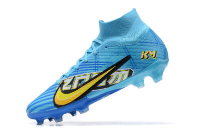 Kylian Mbappe x Nike Air Zoom Mercurial Superfly 9 Elite FG Firm Ground Soccer Cleats - Blue/Yellow/Black