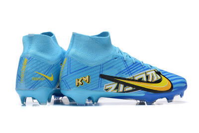 Kylian Mbappe x Nike Air Zoom Mercurial Superfly 9 Elite FG Firm Ground Soccer Cleats - Blue/Yellow/Black
