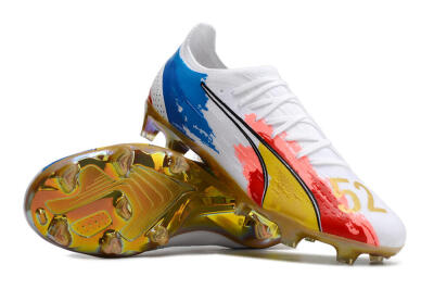 Puma Ultra Ultimate FG Firm Ground Soccer Cleats - White/Blue/Red/Gold