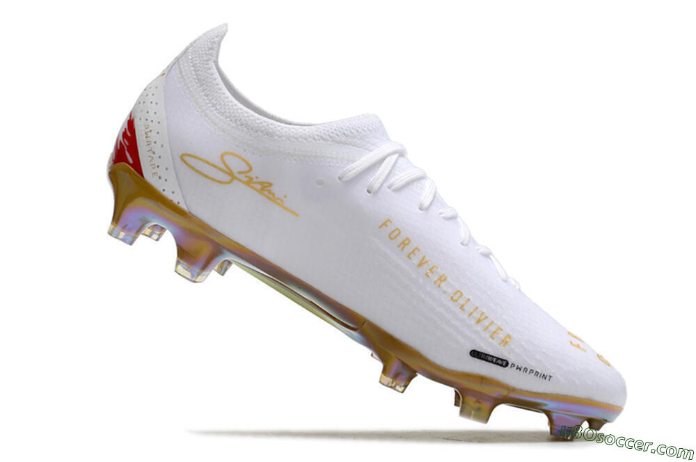 Puma Ultra Ultimate FG Firm Ground Soccer Cleats - White/Blue/Red/Gold 4