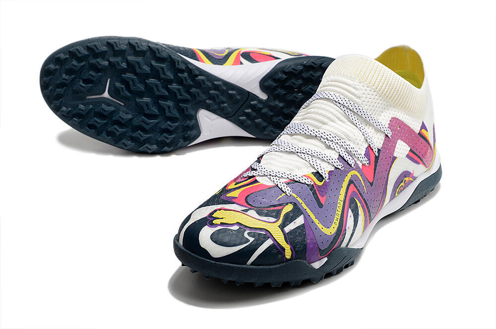 Puma Future X Powercat Tokyo Match TF Artificial Turf Soccer Shoes - Purple/White/Yellow 3