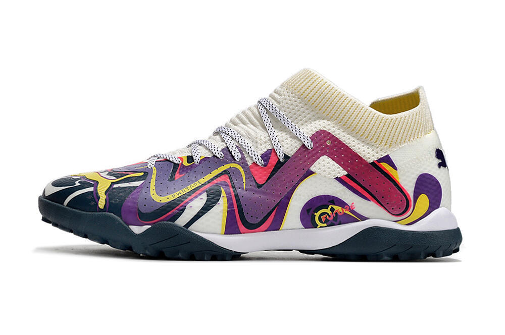 Puma Future X Powercat Tokyo Match TF Artificial Turf Soccer Shoes - Purple/White/Yellow 2