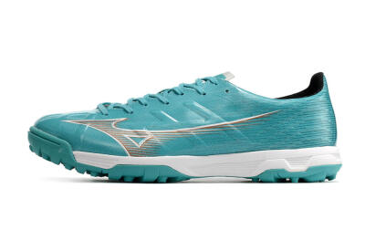 Mizuno Alpha Made in Japan TF Artificial Turf Soccer Shoes - Blue/Silver/White