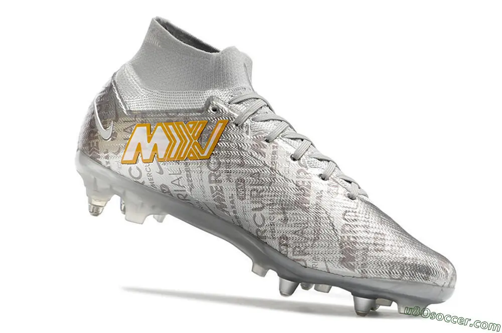 SG Soccer Cleats in Silver and Orange: Elite Nike Air Zoom