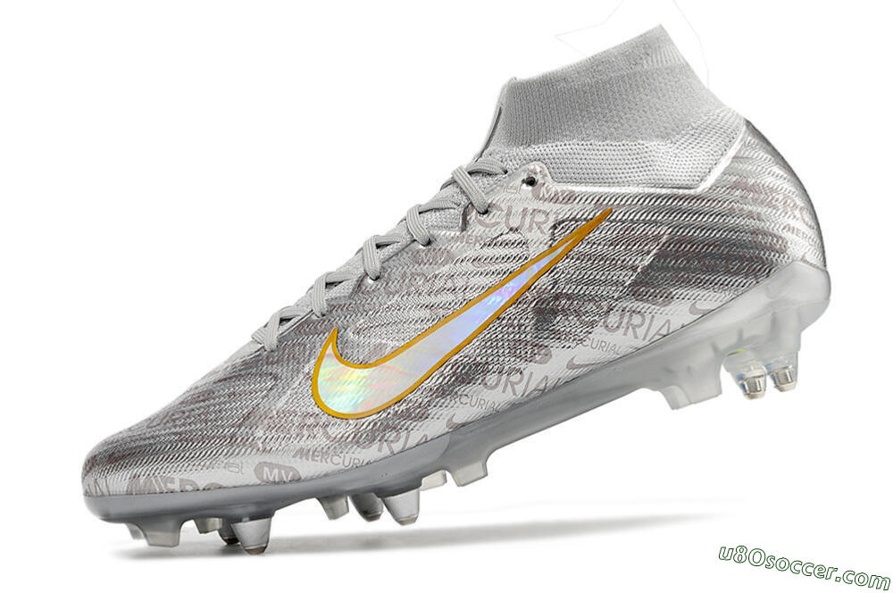 Nike Air Zoom Mercurial Superfly 9 Elite SG Soft Ground Soccer Cleats - Sliver/Orange 5