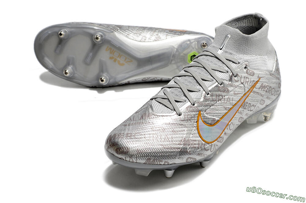 Nike Air Zoom Mercurial Superfly 9 Elite SG Soft Ground Soccer Cleats - Sliver/Orange 3