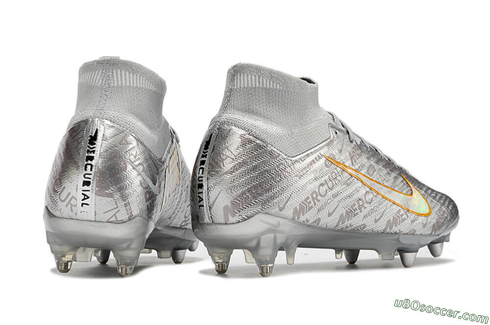 Nike Air Zoom Mercurial Superfly 9 Elite SG Soft Ground Soccer Cleats - Sliver/Orange 6