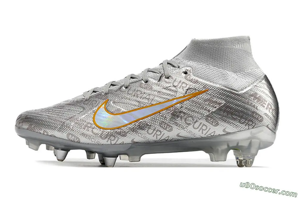 SG Soccer Cleats in Silver and Orange: Elite Nike Air Zoom