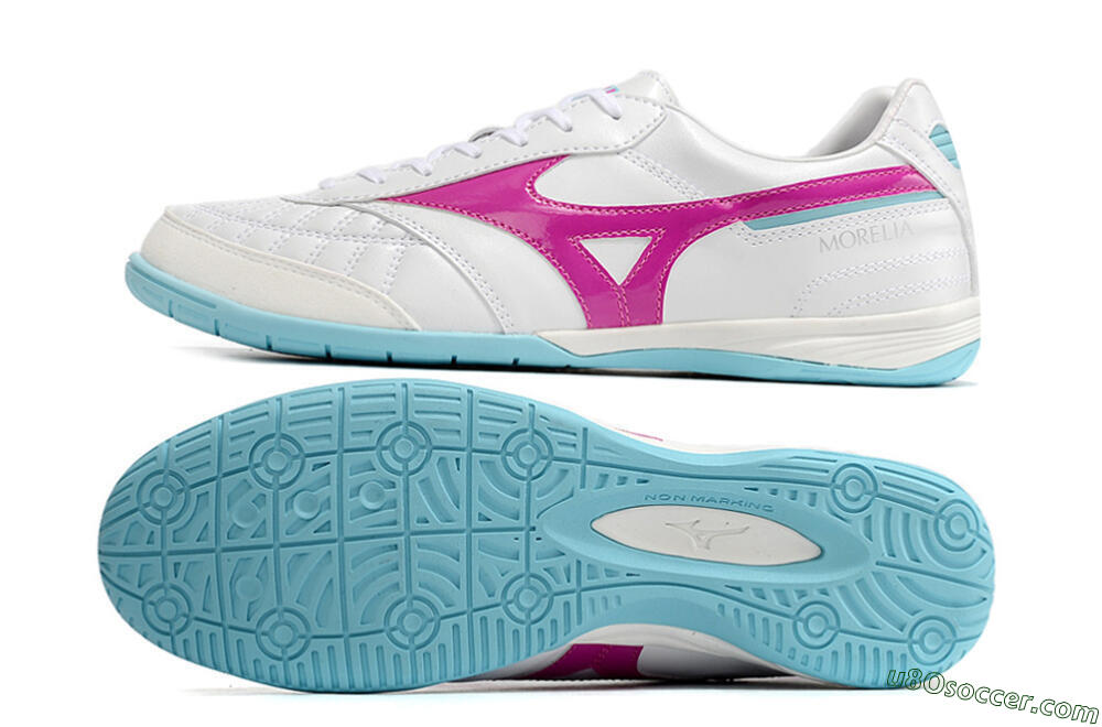 Mizuno Morelia Sala Japn IC Indoor & Futsal Soccer Shoes - White/Pink/Blue 0