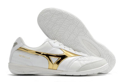 Mizuno Morelia Sala Japn IC Indoor & Futsal Soccer Shoes - White/Gold