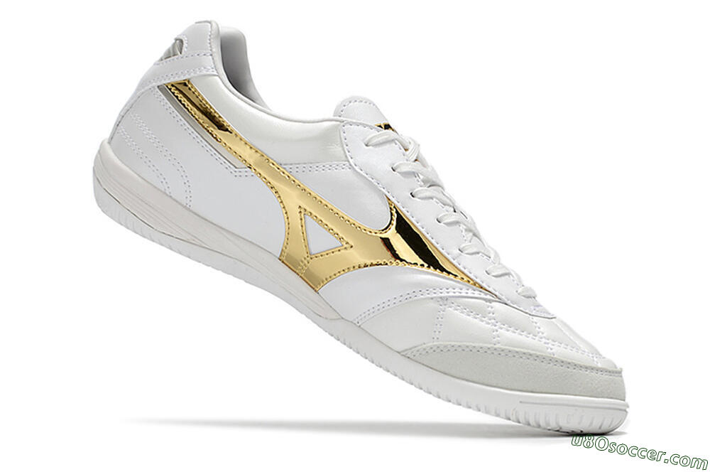 Mizuno Morelia Sala Japn IC Indoor & Futsal Soccer Shoes - White/Gold 4