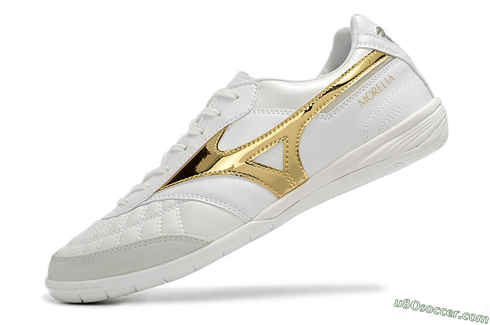 Mizuno Morelia Sala Japn IC Indoor & Futsal Soccer Shoes - White/Gold 5