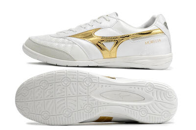 Mizuno Morelia Sala Japn IC Indoor & Futsal Soccer Shoes - White/Gold